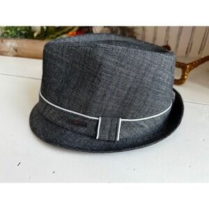 Wigens Fedora Hat Mens One Size Charcoal Gray Linen Blend Trilby 501511 00500